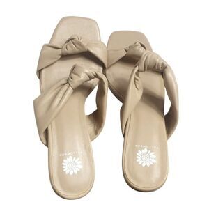 Yellowbox Womens Ceimi Heel Sandals 7 Beige Knotted Fairy Puffy Straps Slip On